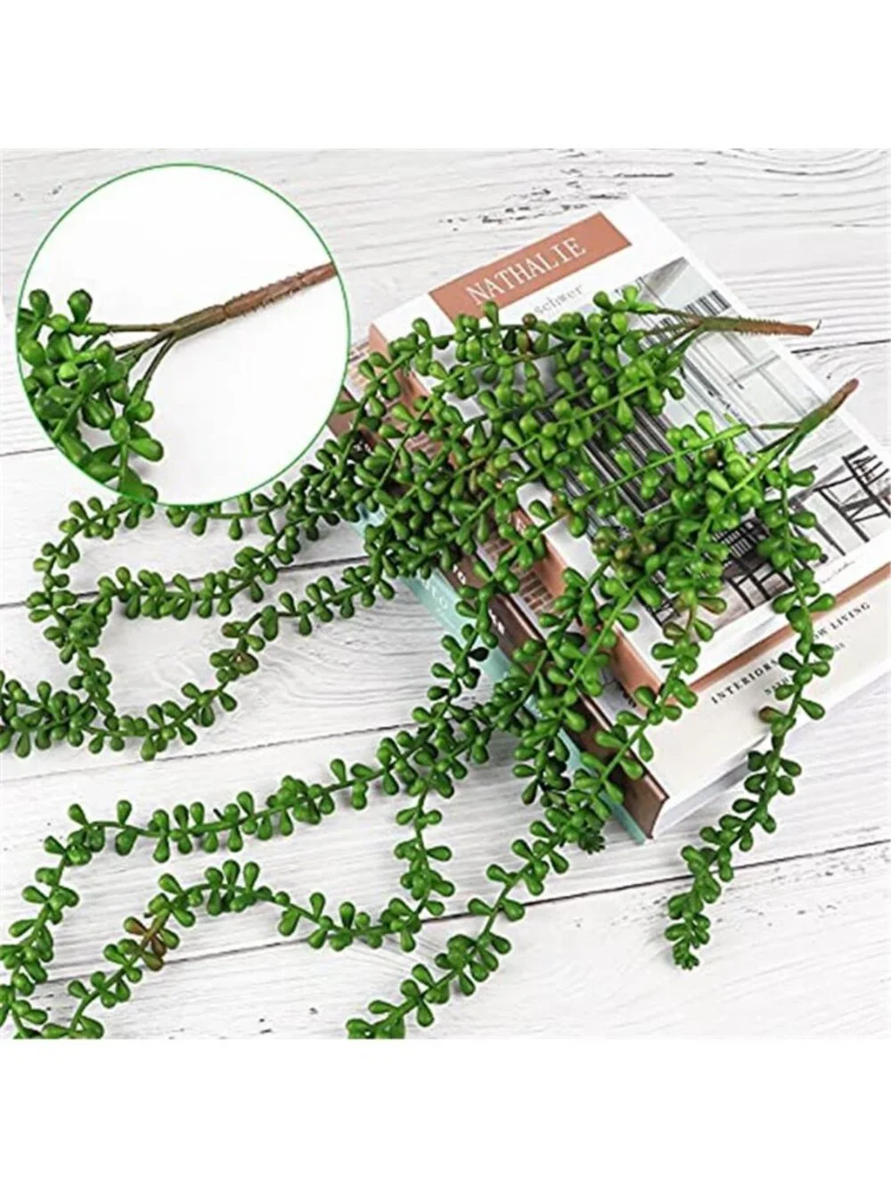 Artificial Hanging String Of Pearls Plant Green PVC Succulent Home Decor 4 Pack